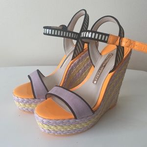 Sophia Webster purple orange woven wedge shoe sandal size 5